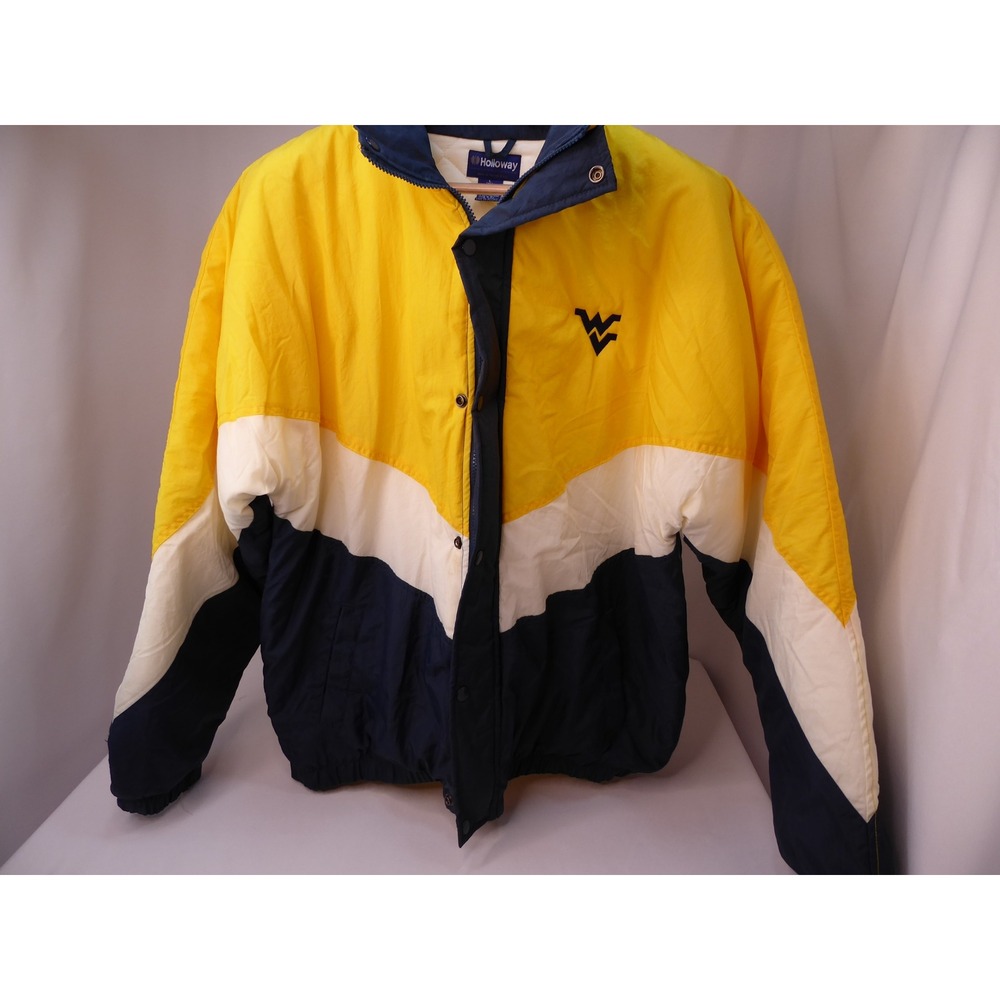 Holloway West Virginia Mountaineers Vintage Puffer Jacket Navy Gold Coat Large